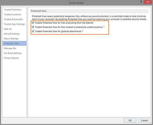 Lỗi excel protected view